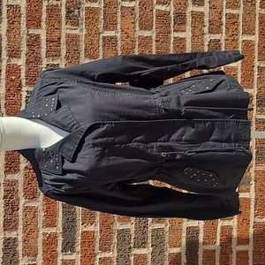 NEW Relativity Women's Large Black Cotton Hip Length Zip Front Jacket